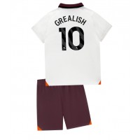 Camiseta Manchester City Jack Grealish #10 Segunda Equipación Replica 2023-24 para niños mangas cortas (+ Pantalones cortos)